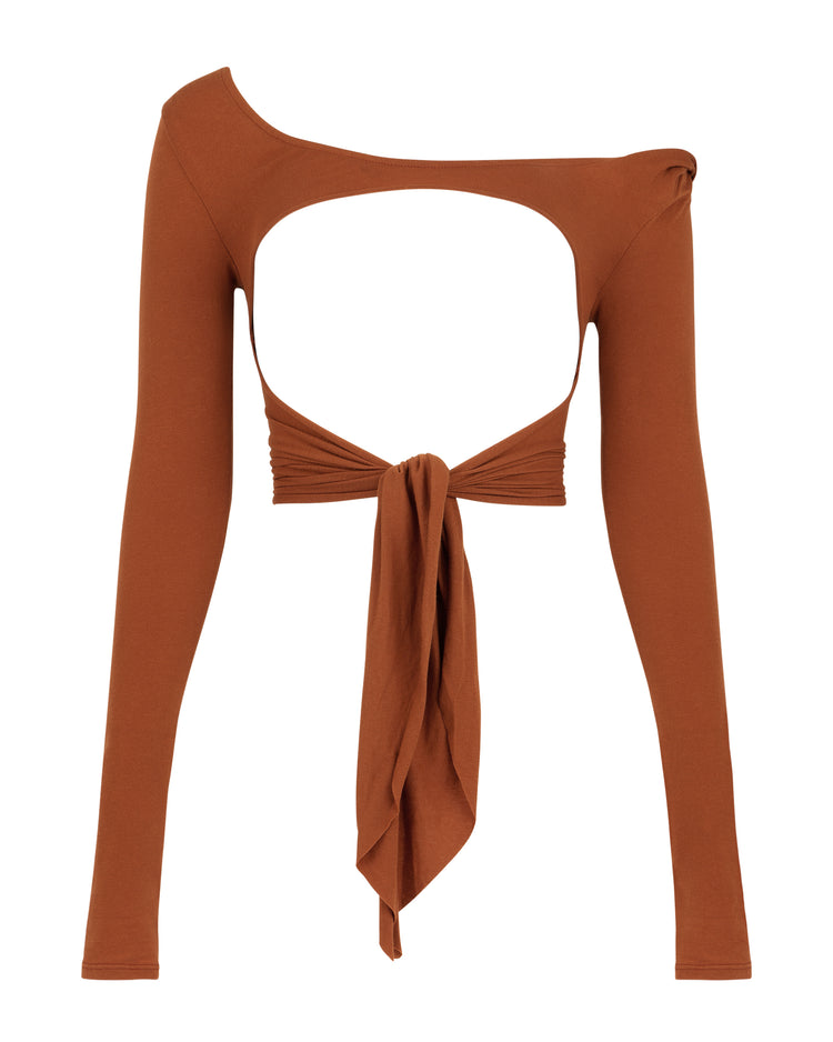 LONG SLEEVE RIPPED TEE // RUST