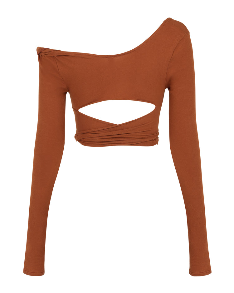 LONG SLEEVE RIPPED TEE // RUST