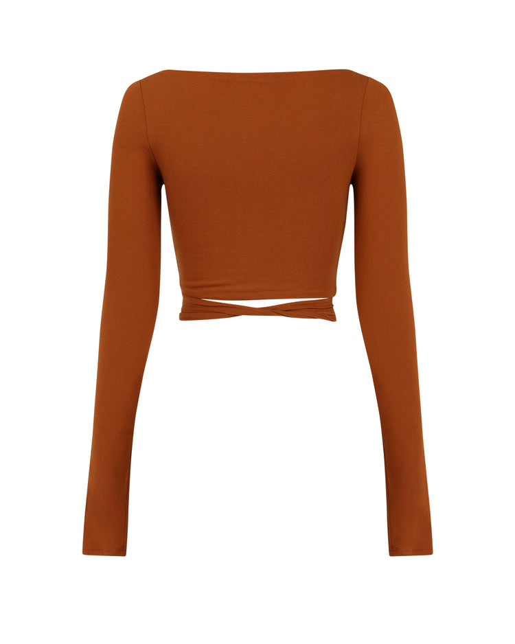 SMOOTH JERSEY WRAP TOP // RUST