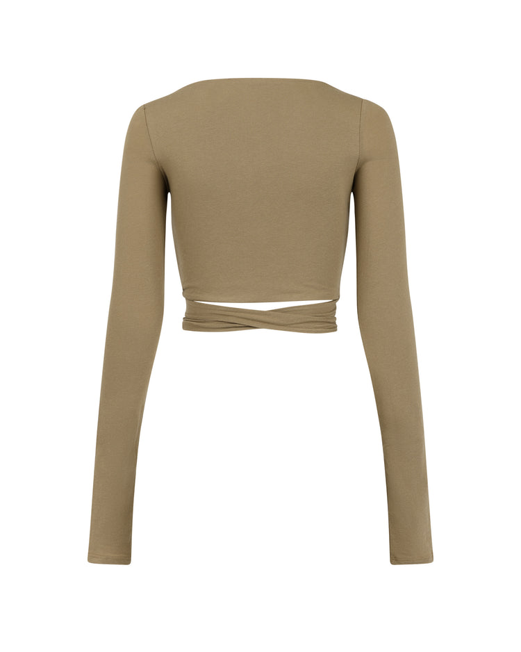 SMOOTH JERSEY WRAP TOP // CLAY