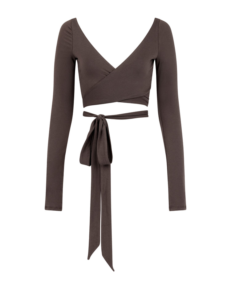 SMOOTH JERSEY WRAP TOP // SMOKE