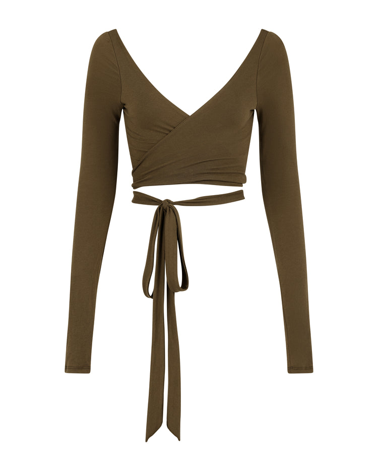 SMOOTH JERSEY WRAP TOP // SABLE