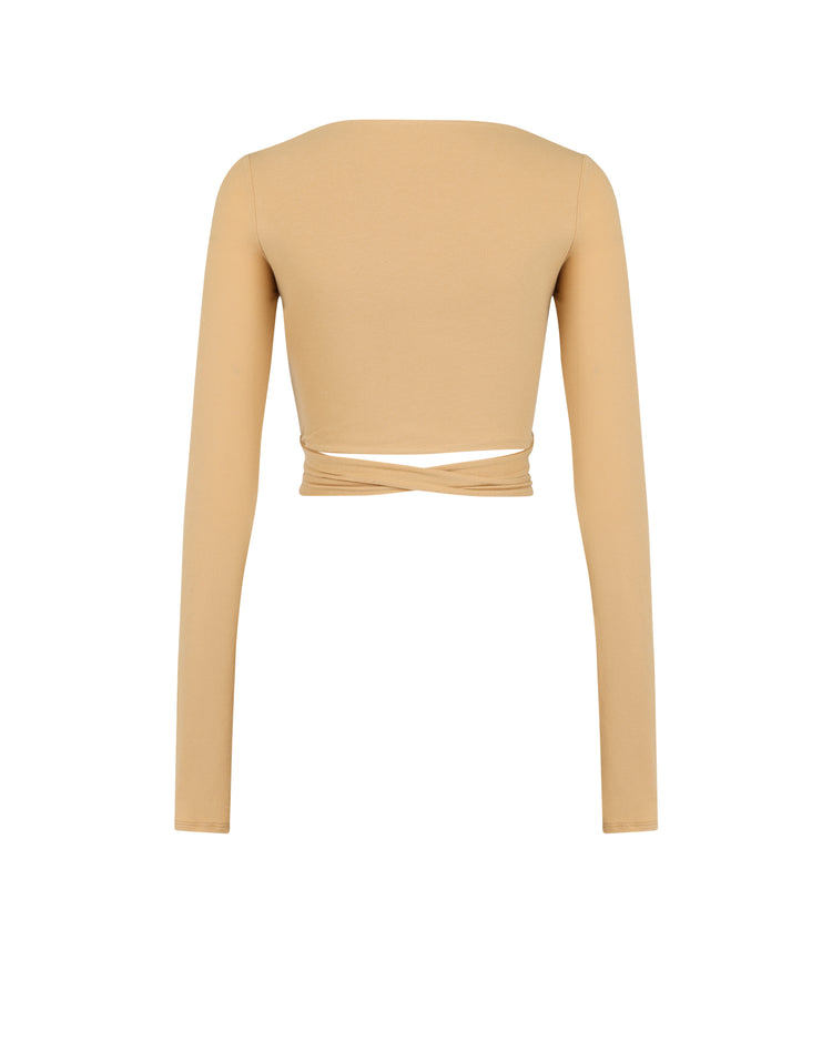 SMOOTH JERSEY WRAP TOP // CROISSANT