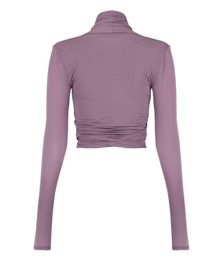SOFT SHIMMER WRAP TOP // AMETHYST