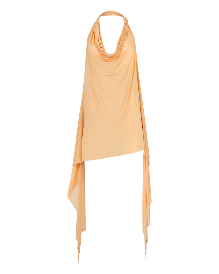 SHEER SHIMMER KNOT HALTER // APRICOT
