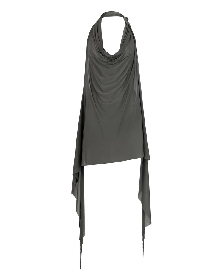 SHEER SHIMMER KNOT HALTER // JUNGLE