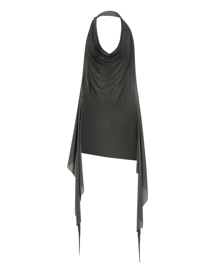 SHEER SHIMMER KNOT HALTER // JUNGLE