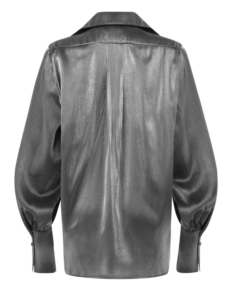 COLLARED PLUNGE BLOUSE // CHROME