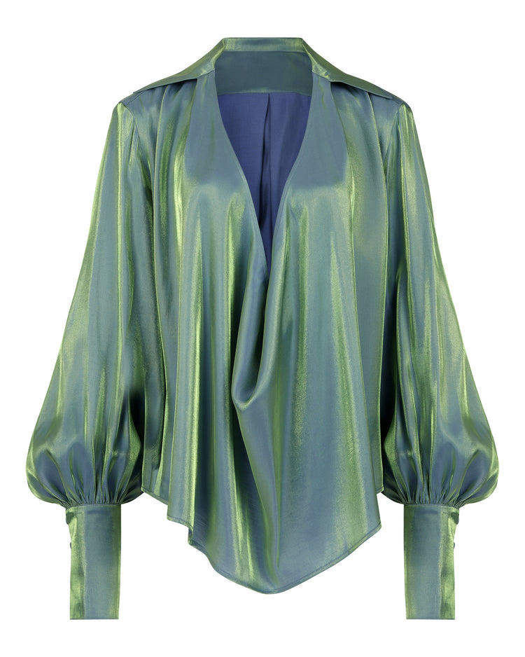 COLLARED PLUNGE BLOUSE // MERMAID