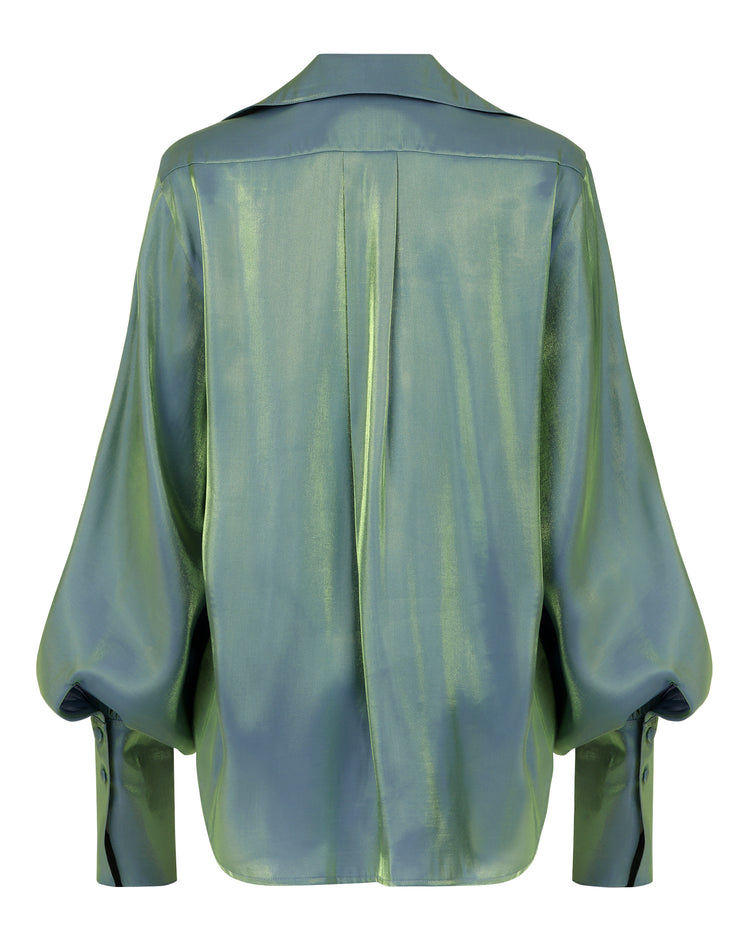 COLLARED PLUNGE BLOUSE // MERMAID