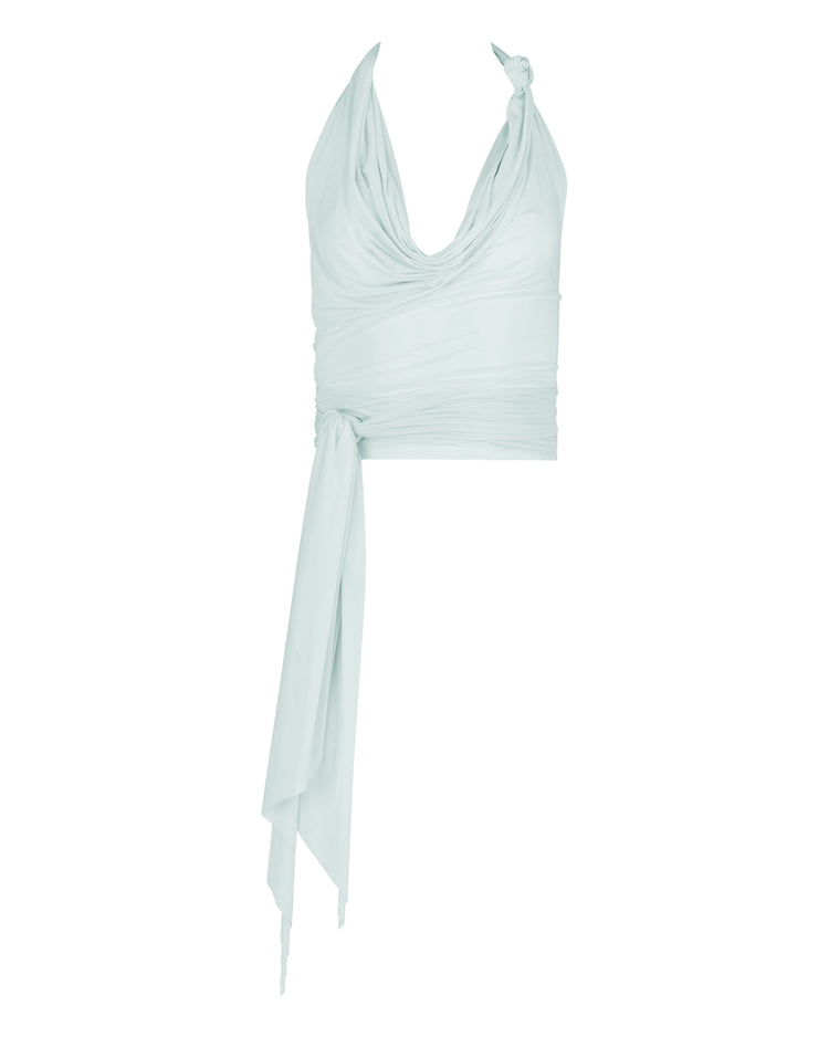 SHEER SHIMMER KNOT HALTER // ICE CUBE