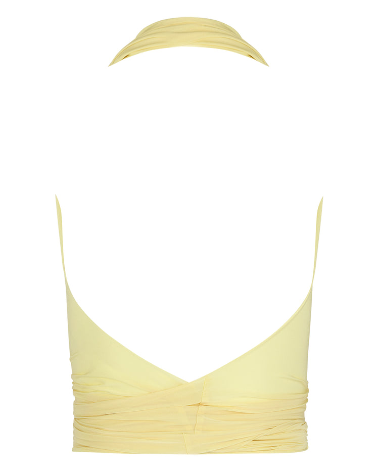 SHEER SHIMMER KNOT HALTER // BUTTER