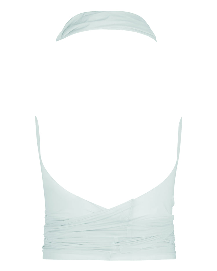 SHEER SHIMMER KNOT HALTER // ICE CUBE