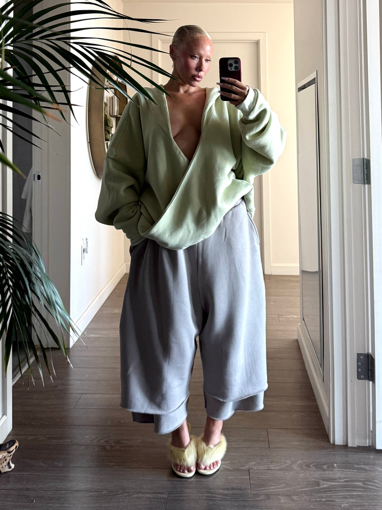 OVERSIZED CRISS CROSS HOODIE // LIME DUST