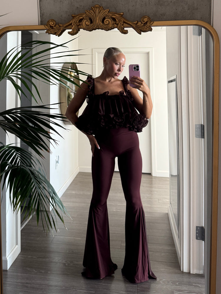 TIERED RUFFLE CAMISOLE // CHERRY WINE