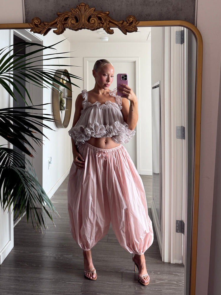 TIERED RUFFLE CAMISOLE // PINK WHISPER