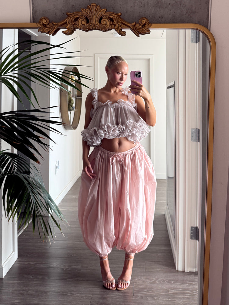 TIERED RUFFLE CAMISOLE // PINK WHISPER