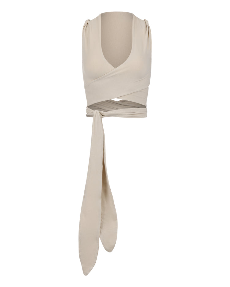 ROLLED SHOULDER BRALETTE // COSMIC LATTE