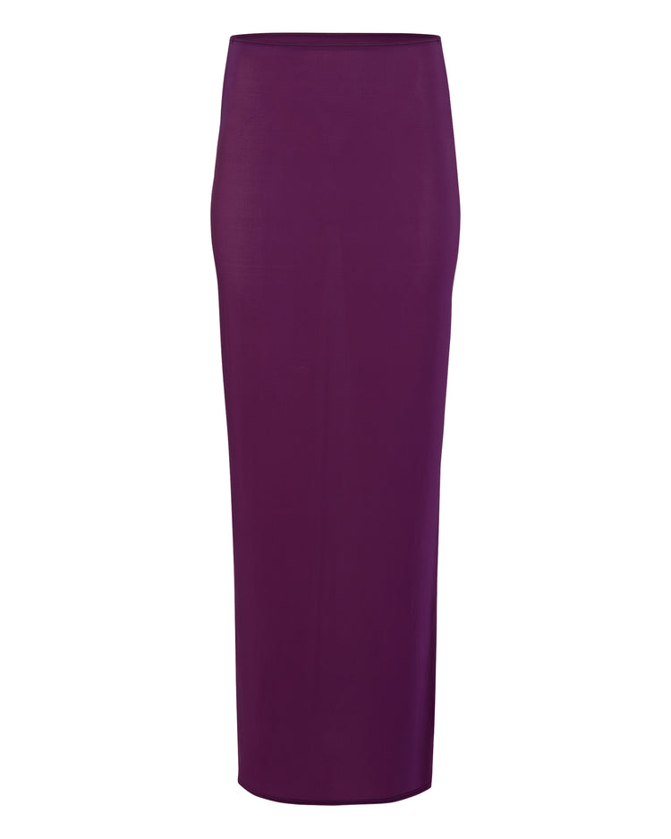SHEER FLOW SKIRT // EGGPLANT