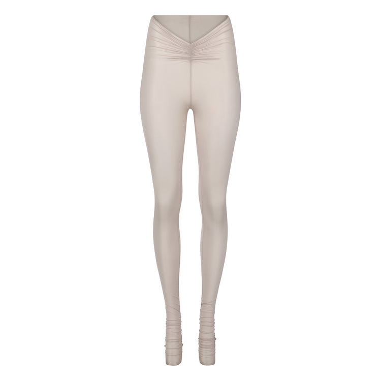 SHEER SHIMMER SCRUNCH LEGGING // COSMIC LATTE