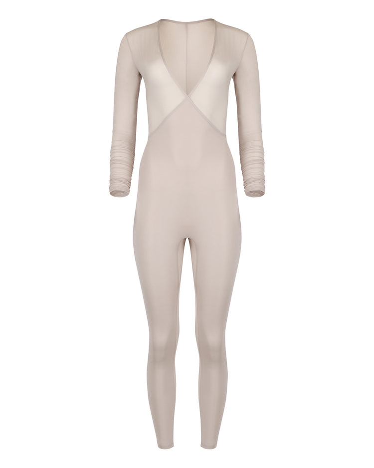 WRAP SNATCH CATSUIT // COSMIC LATTE