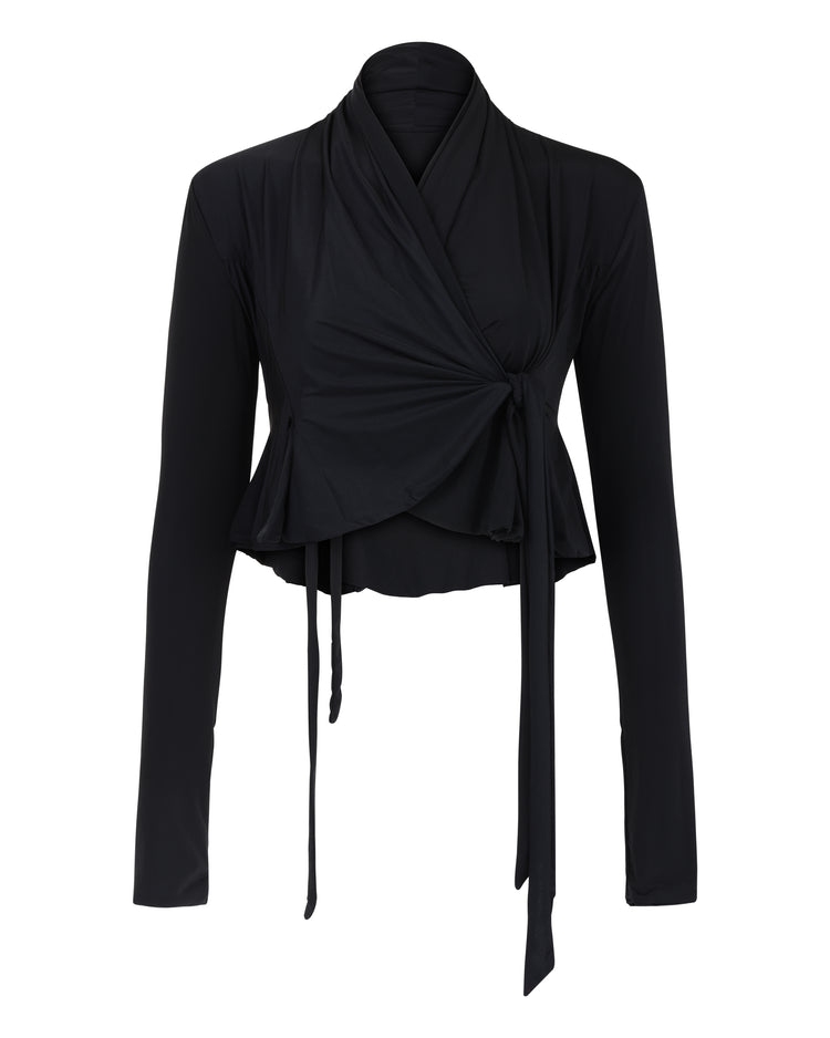 FLARED WRAP BOLERO // VERY BLACK