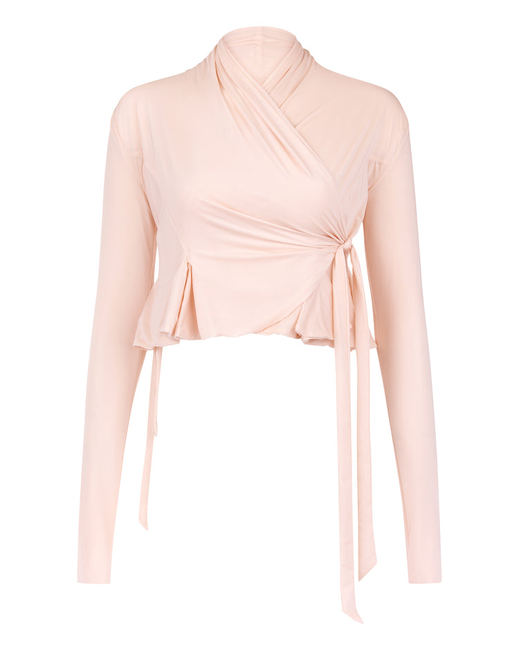 FLARED WRAP BOLERO // PINK MIST
