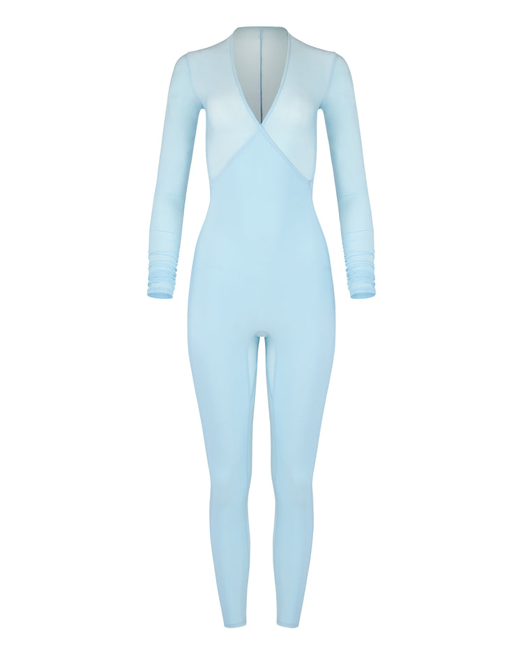 SHEER SHIMMER CATSUIT // AQUAMARINE