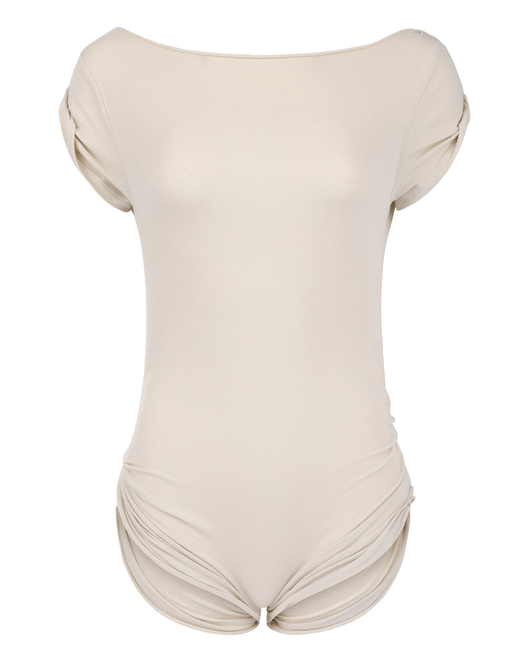 RIPPED TEE BODYSUIT // COSMIC LATTE