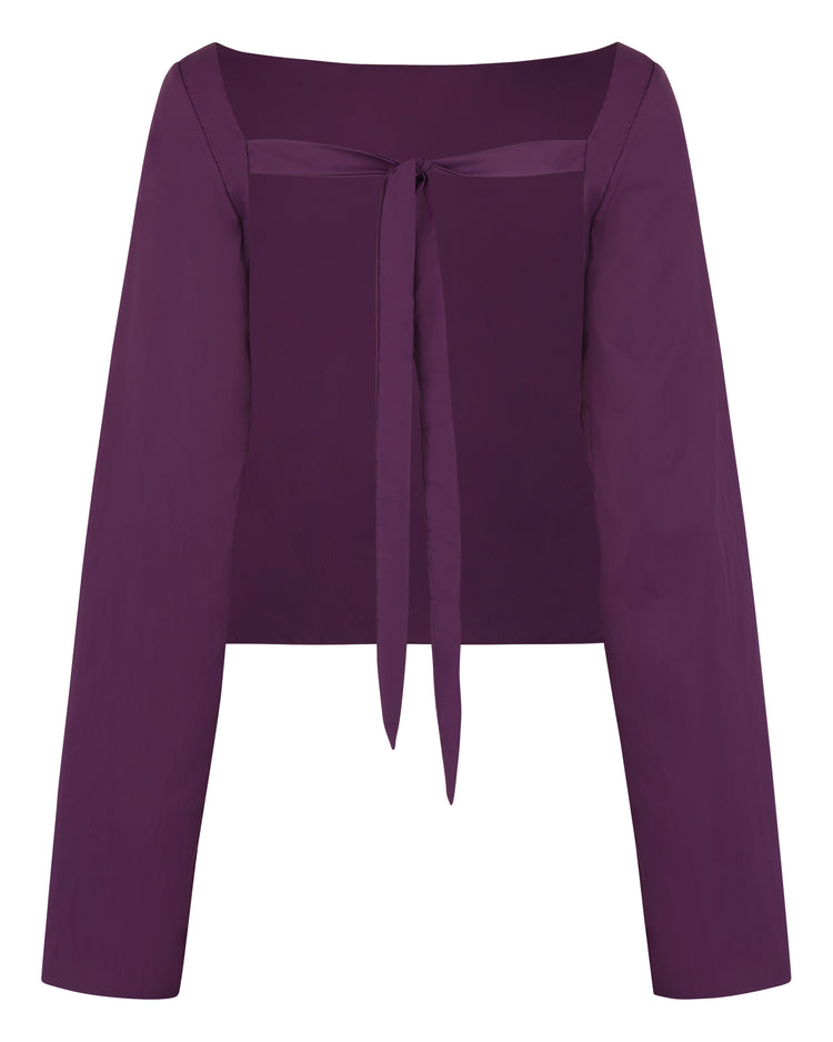 WINDBREAKER OPEN BACK BLOUSE // EGGPLANT