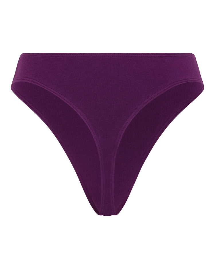 COTTON JERSEY THONG // EGGPLANT