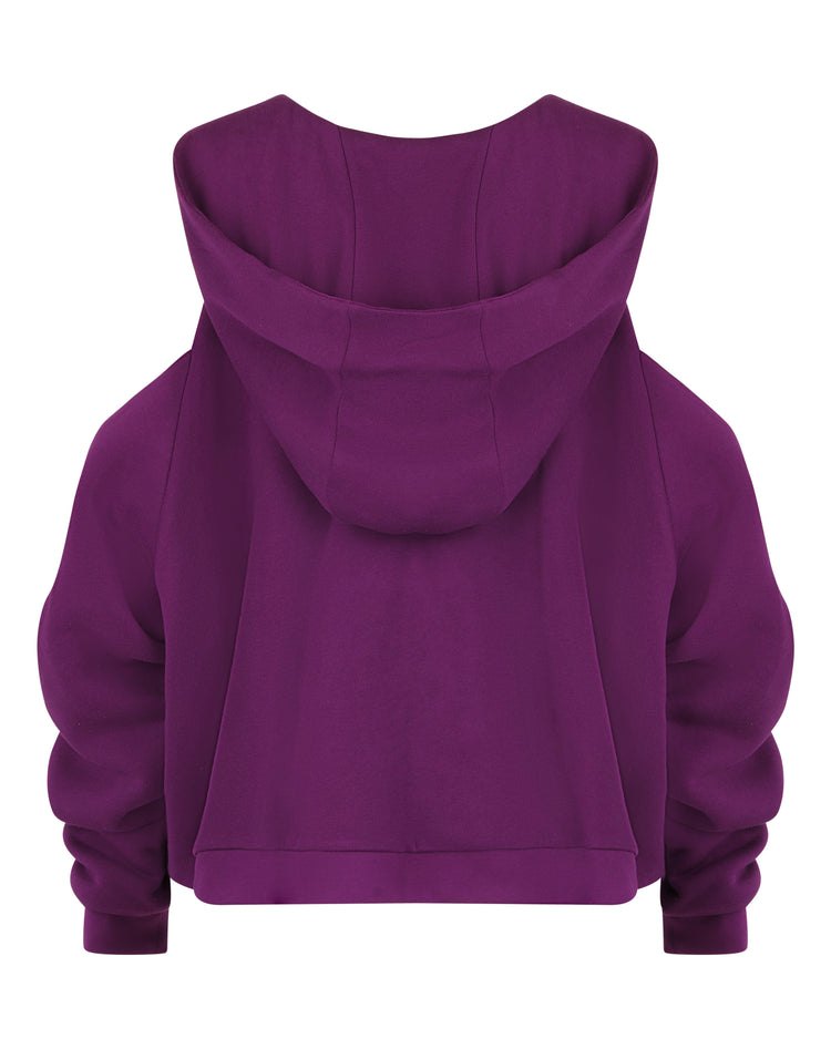 COLD SHOULDER HOODIE // EGGPLANT