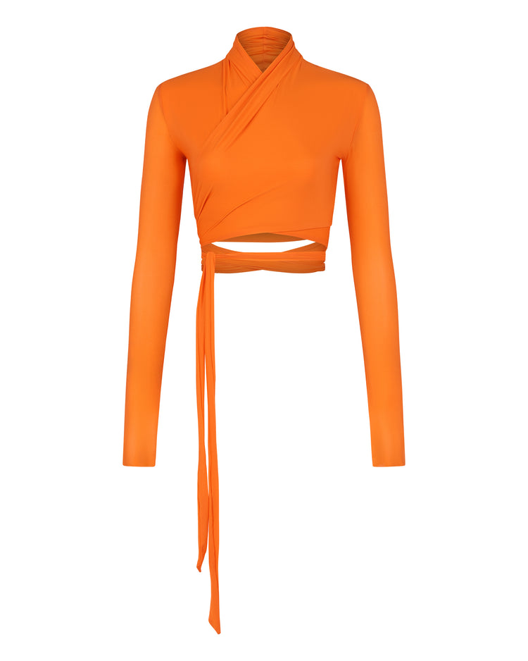 SHIMMER CROPPED BOLERO // PERSIMMON