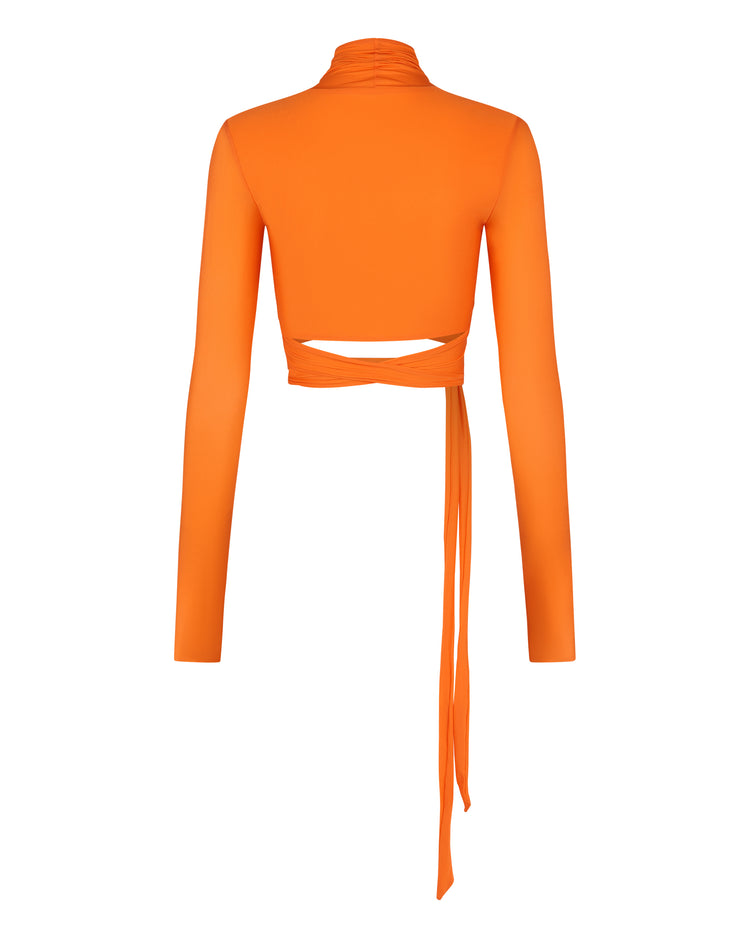 SHIMMER CROPPED BOLERO // PERSIMMON
