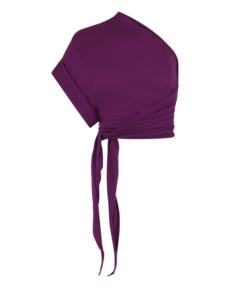 RAW EDGE ONE SLEEVE T-SHIRT // EGGPLANT
