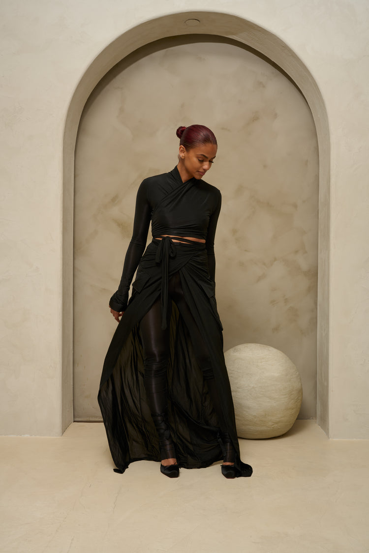 FEATHERLIGHT WRAP SKIRT // MIDNIGHT