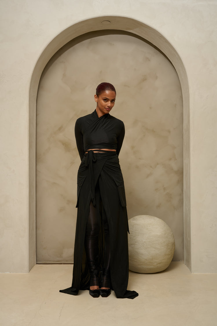 FEATHERLIGHT WRAP SKIRT // MIDNIGHT