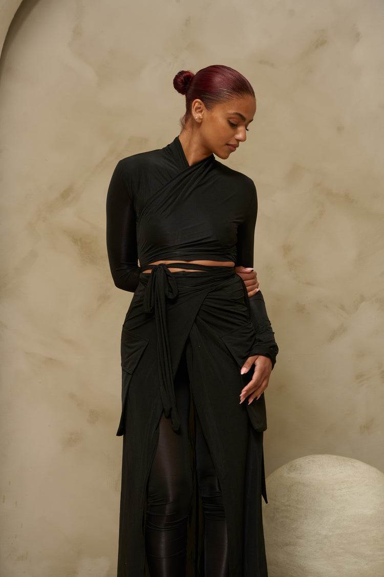 FEATHERLIGHT WRAP SKIRT // MIDNIGHT
