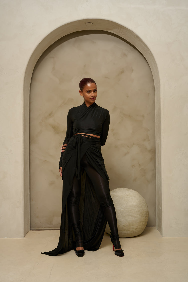 FEATHERLIGHT WRAP SKIRT // MIDNIGHT