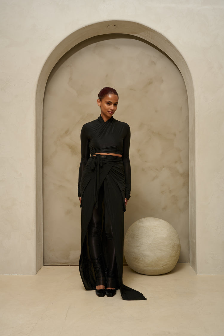 FEATHERLIGHT WRAP SKIRT // MIDNIGHT