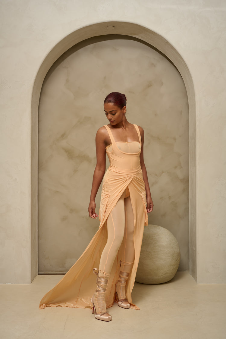 FEATHERLIGHT WRAP SKIRT // APRICOT