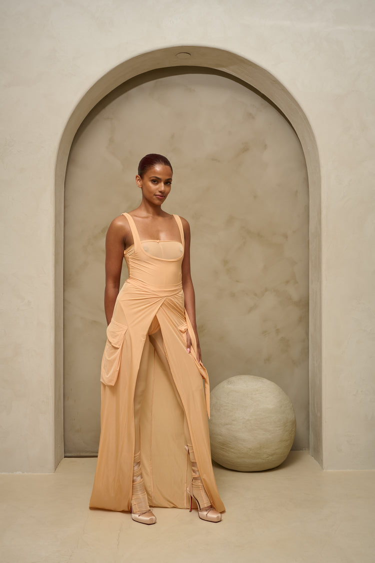 FEATHERLIGHT WRAP SKIRT // APRICOT