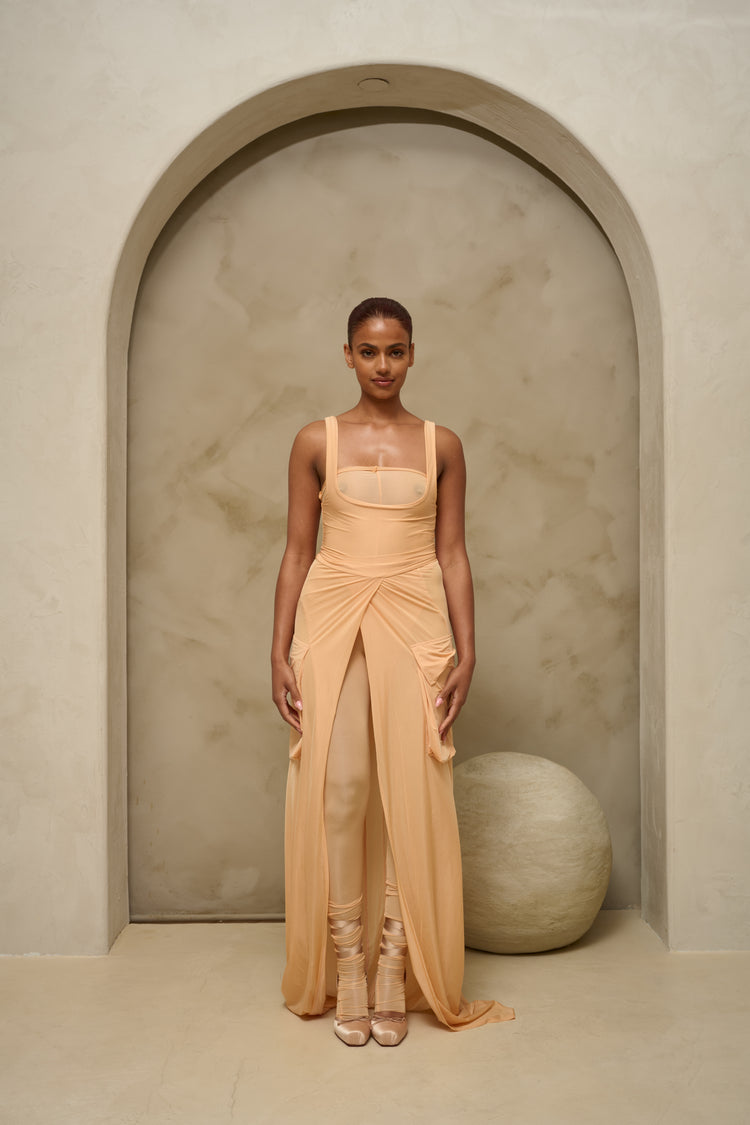 FEATHERLIGHT WRAP SKIRT // APRICOT