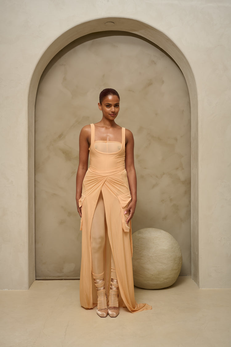 FEATHERLIGHT WRAP SKIRT // APRICOT