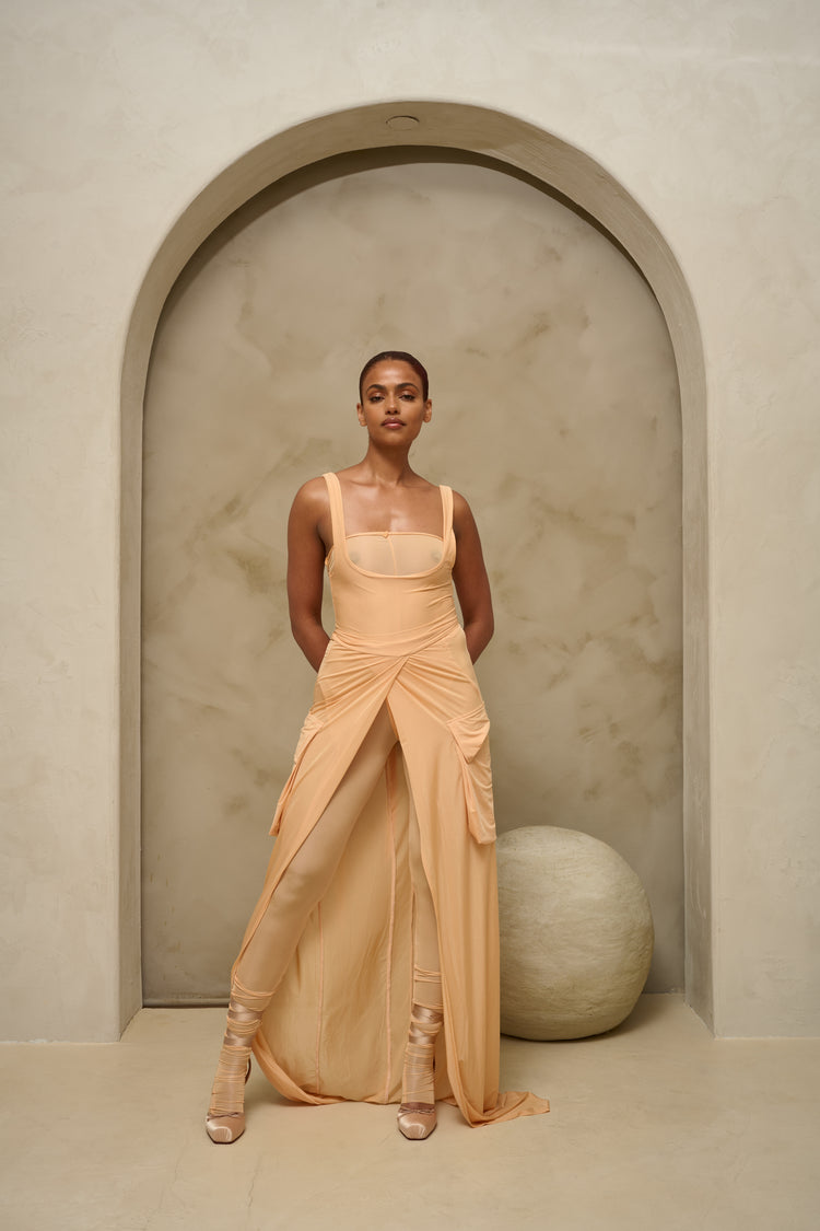 FEATHERLIGHT WRAP SKIRT // APRICOT