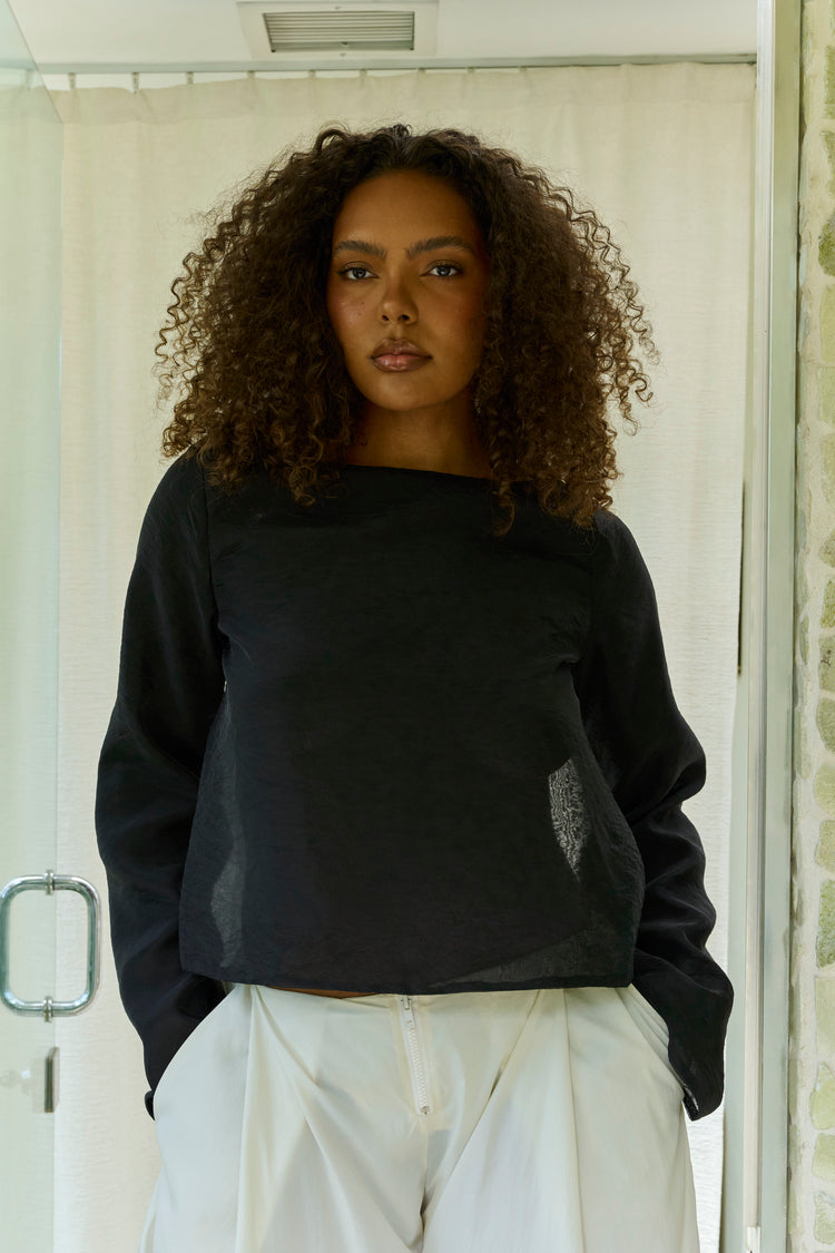 PARACHUTE OPEN BACK BLOUSE // DARK MATTER