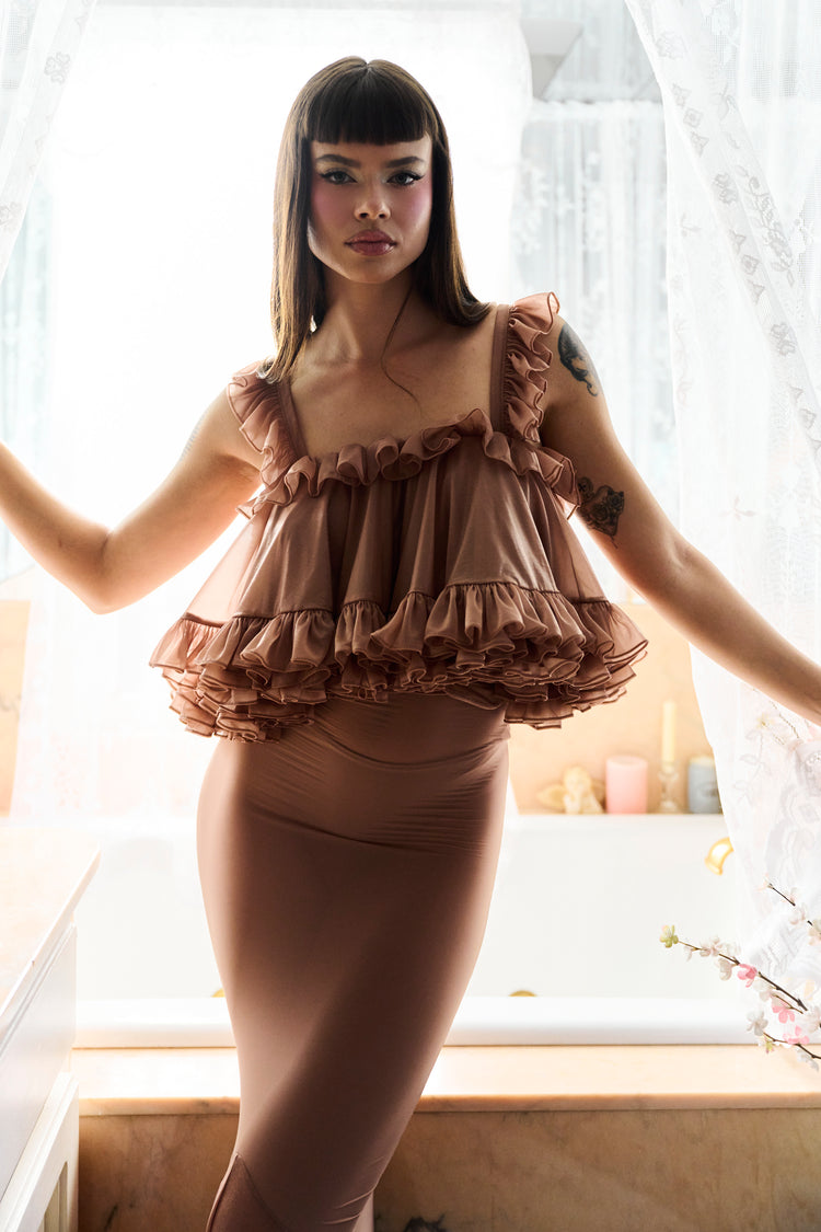 TIERED RUFFLE CAMISOLE // PETAL NECTAR
