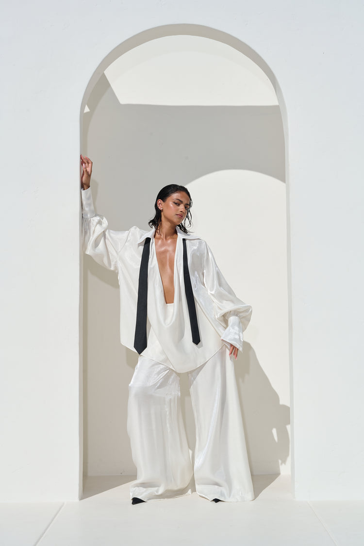 WIDE LEG TROUSER // MILKY PEARL