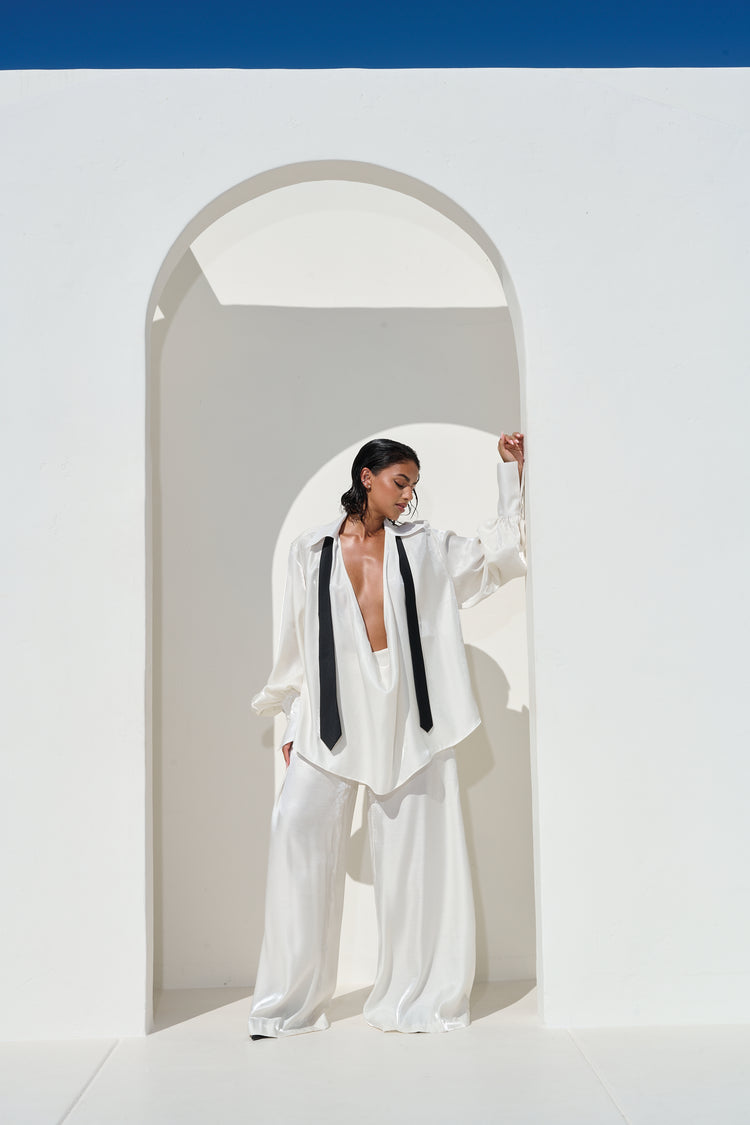 WIDE LEG TROUSER // MILKY PEARL