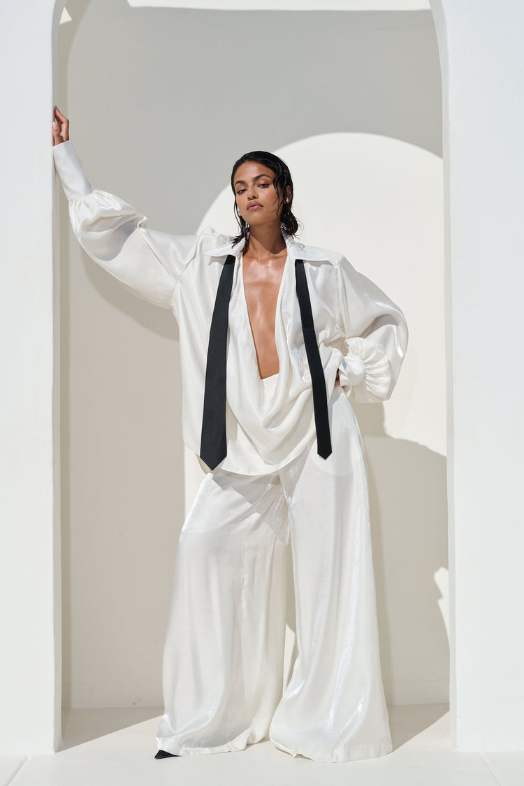 WIDE LEG TROUSER // MILKY PEARL